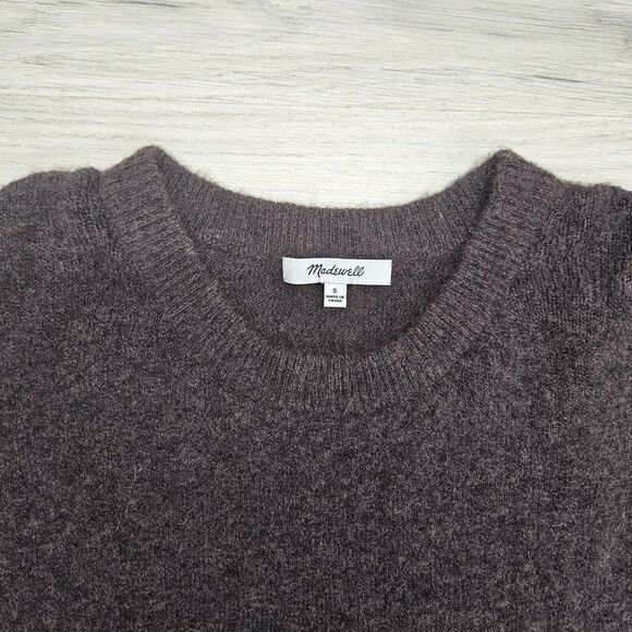 MADEWELL Womens Brown Button Sleeve Alpaca Wool Pullover Sweater Small - Picture 3 of 6